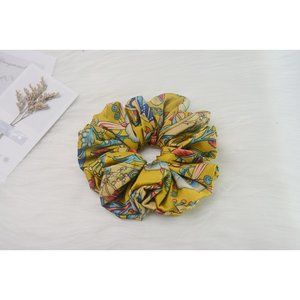 Oversize Lovely Yellow Mixed Floral Handmade Hair Scrunchies Ponytail